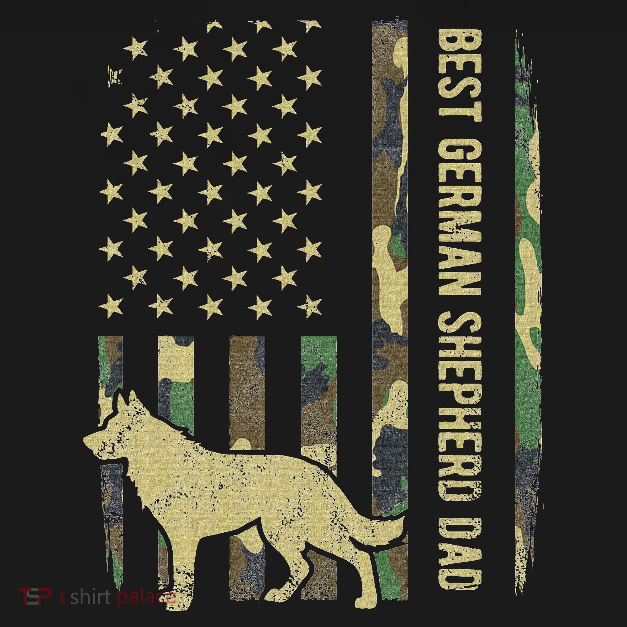 Best German Shepherd Dog Dad Camouflage American Flag Tank Top