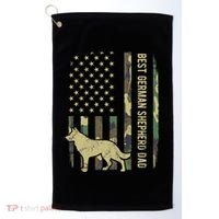 Best German Shepherd Dog Dad Camouflage American Flag Golf Towel thumb 0