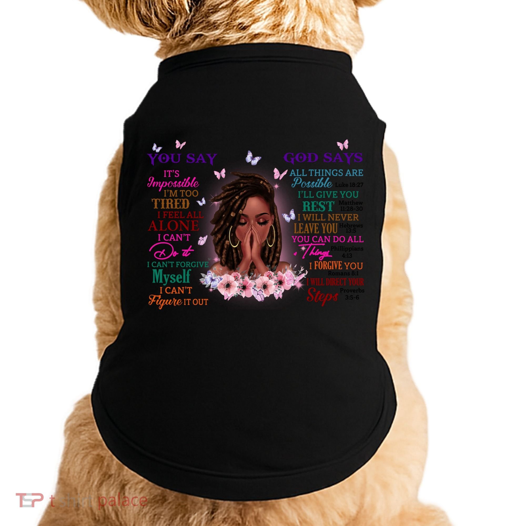 Black God Says I Am Afro African American Gift Doggie Tank