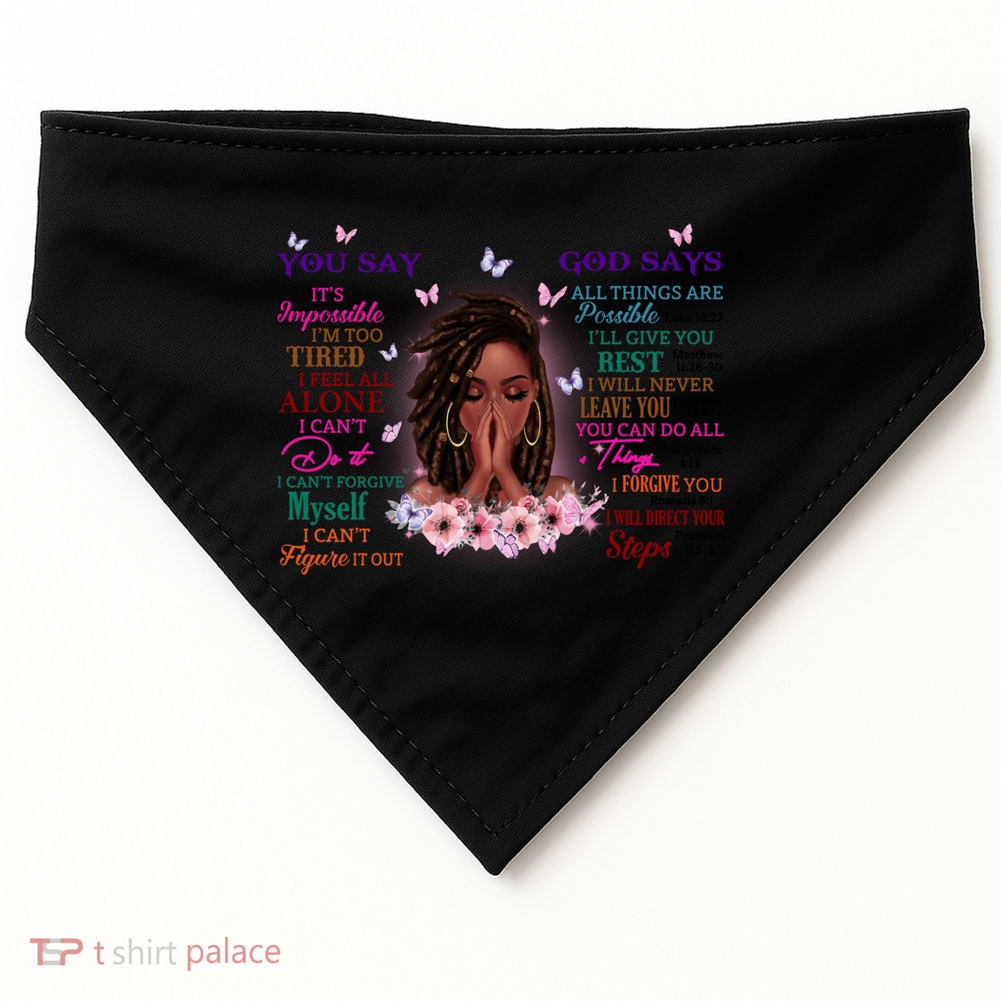 Black God Says I Am Afro African American Gift USA-Made Doggie Bandana