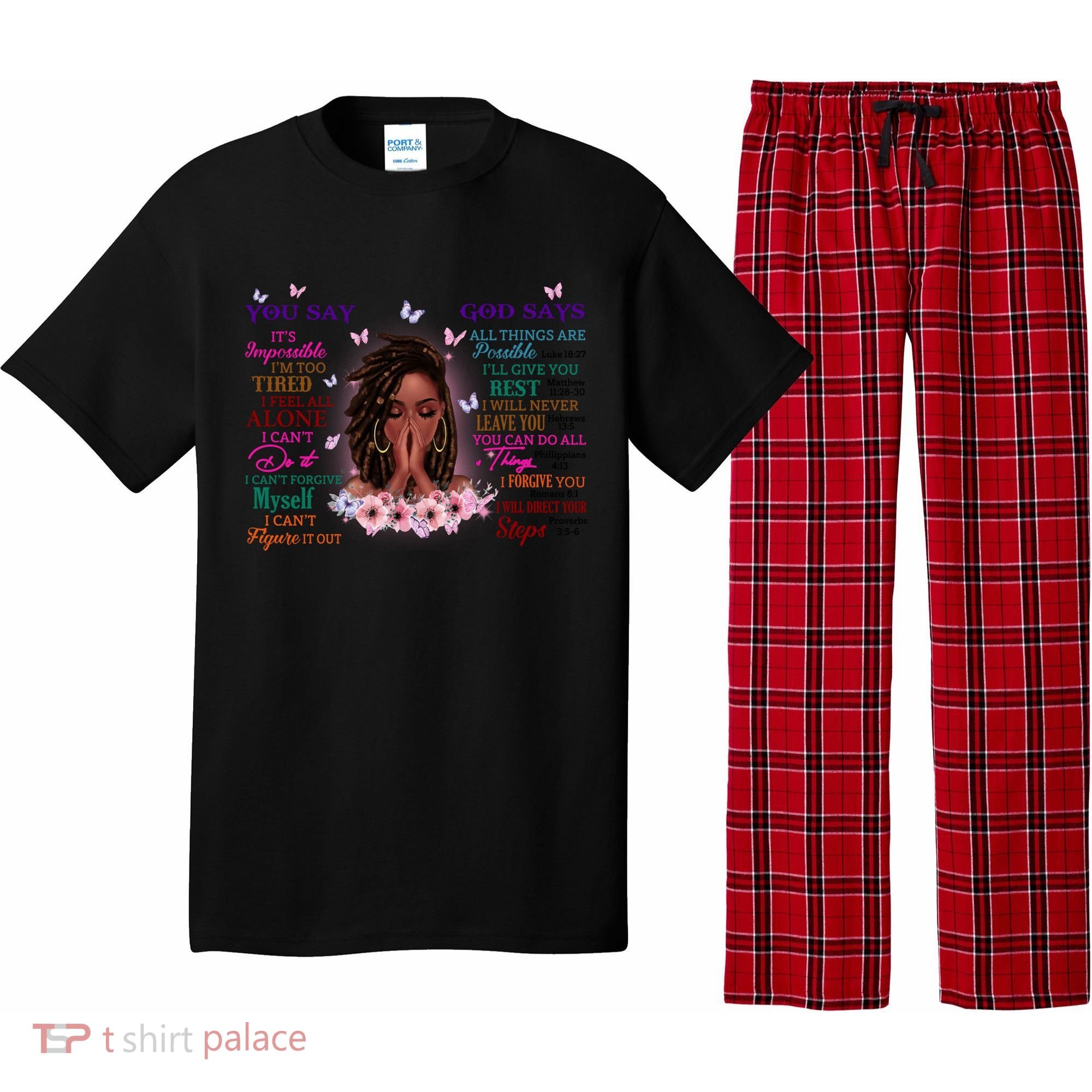 Black God Says I Am Afro African American Gift Pajama Set