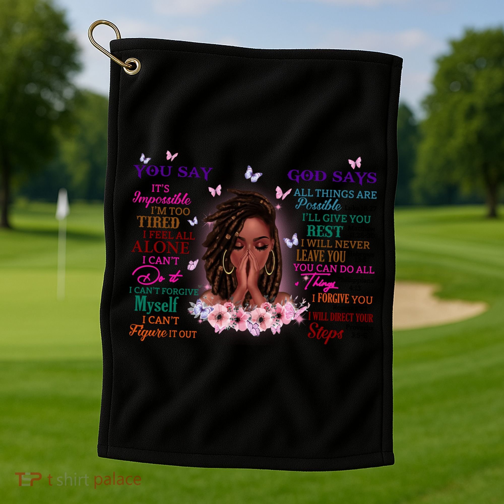 Black God Says I Am Afro African American Gift Golf Towel