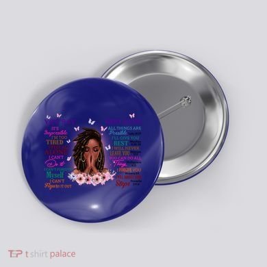 Black God Says I Am Afro African American Gift Button