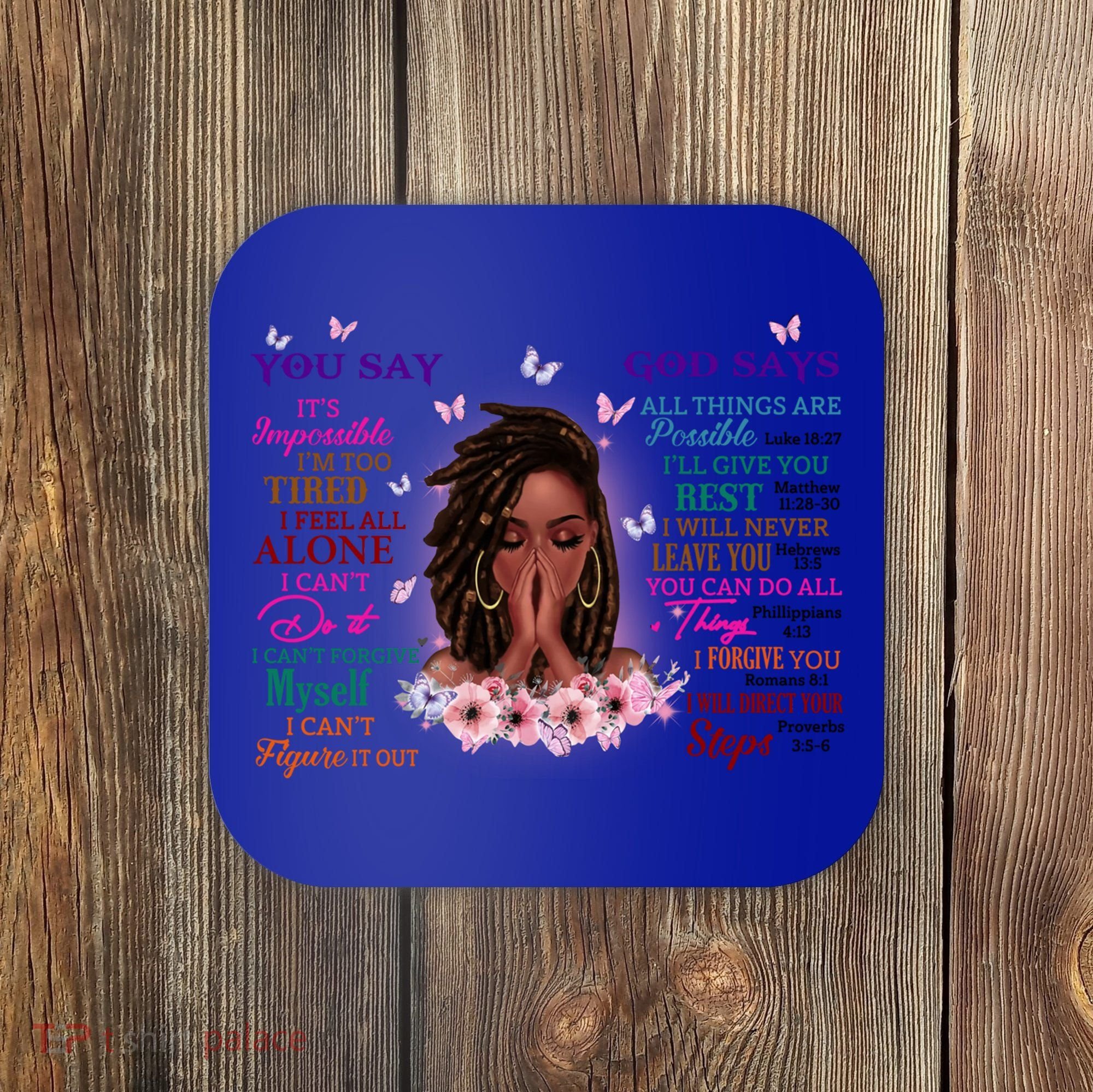 Black God Says I Am Afro African American Gift Coaster