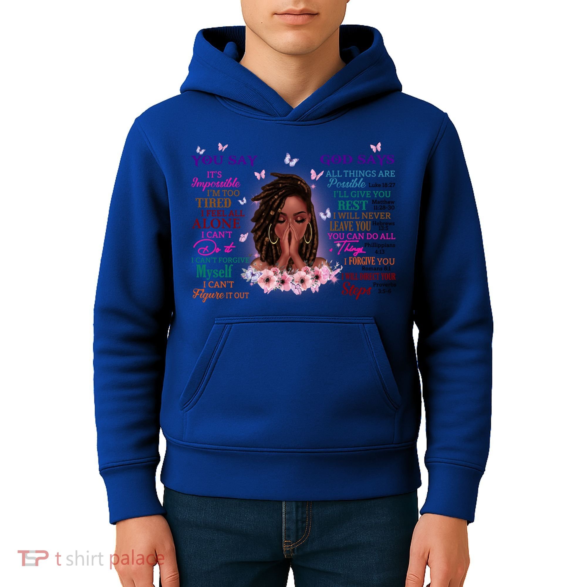 Black God Says I Am Afro African American Gift Kids Hoodie