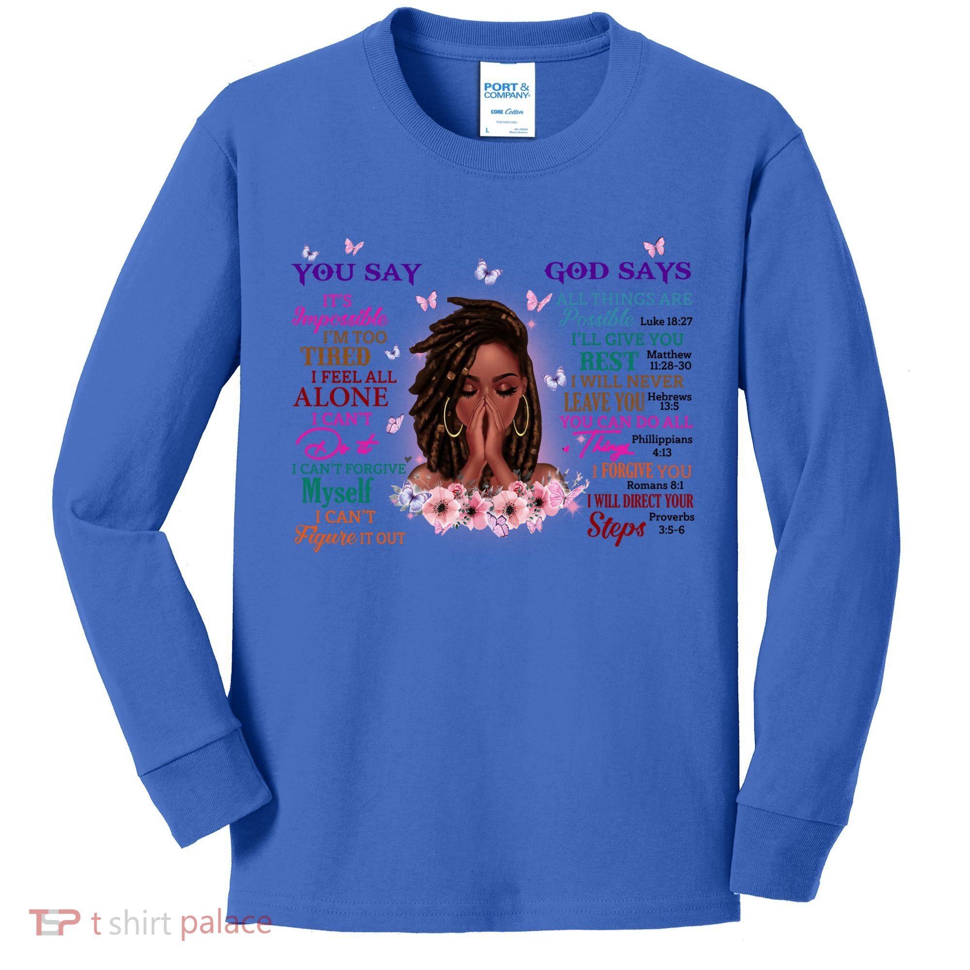 Black God Says I Am Afro African American Gift Kids Long Sleeve Shirt