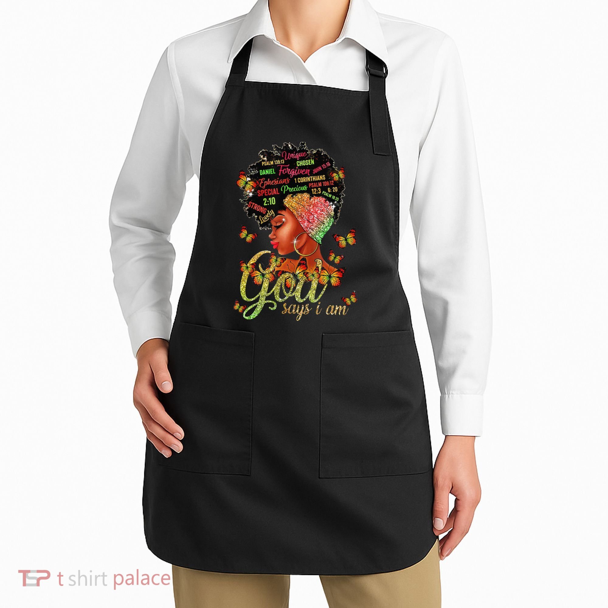 Black  God Says I Am Black Melanin History Month Pride Apron
