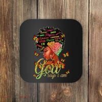 Black  God Says I Am Black Melanin History Month Pride Coaster thumb 0