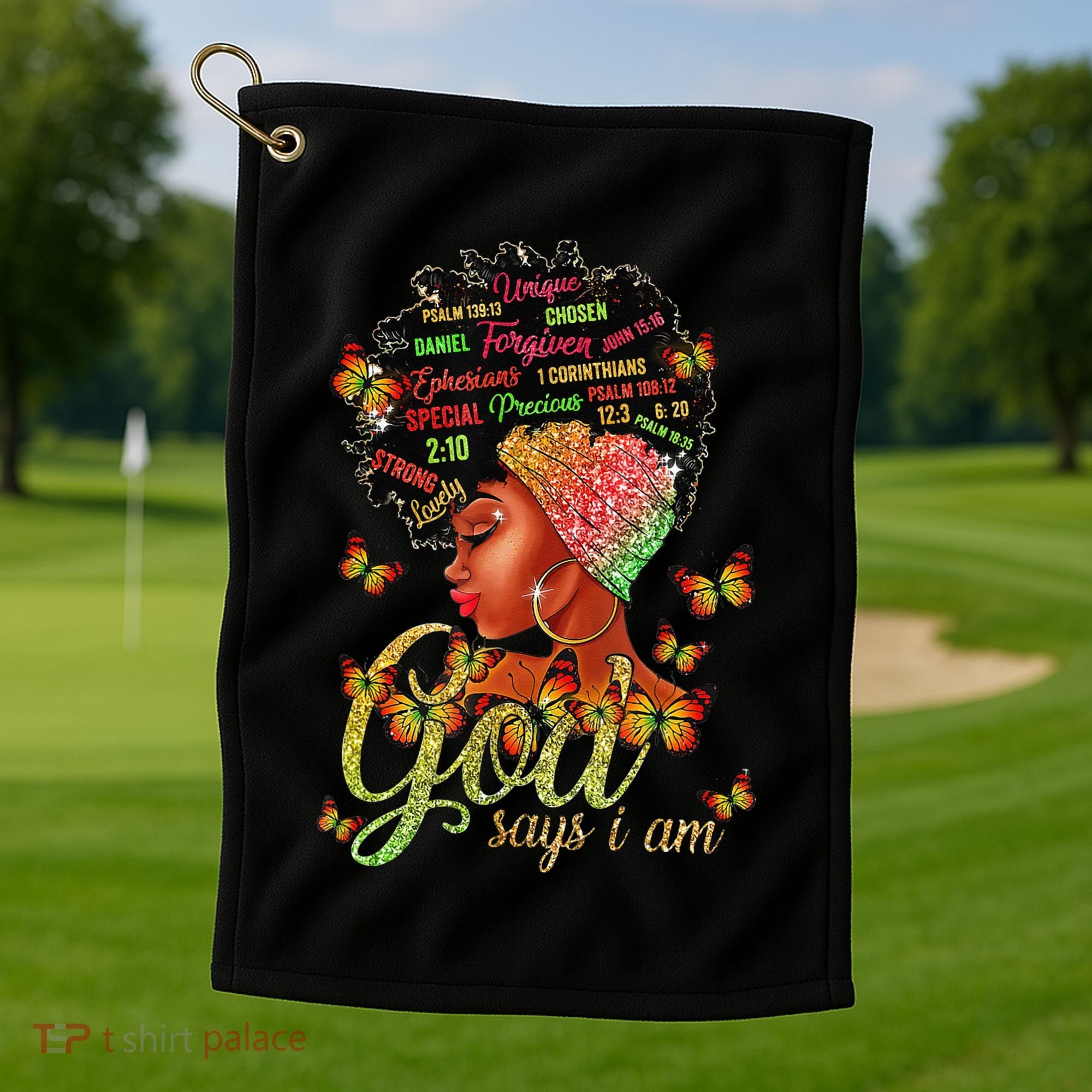 Black  God Says I Am Black Melanin History Month Pride Golf Towel