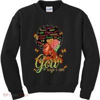Black  God Says I Am Black Melanin History Month Pride Kids Sweatshirt thumb 0