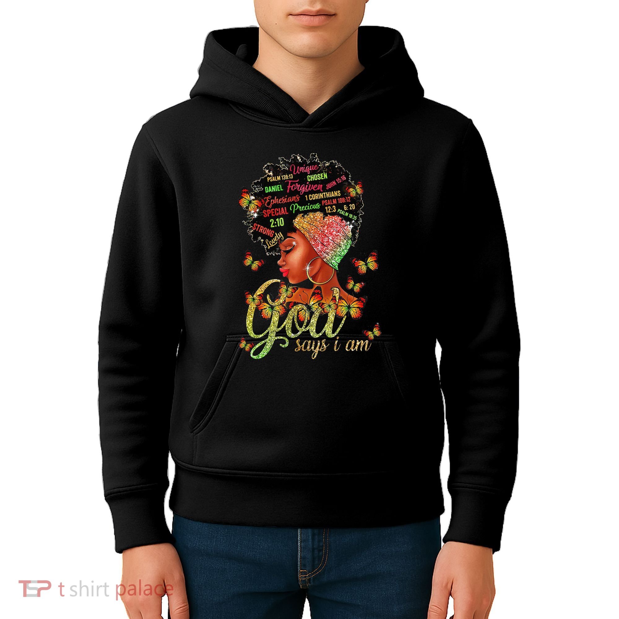 Black  God Says I Am Black Melanin History Month Pride Kids Hoodie