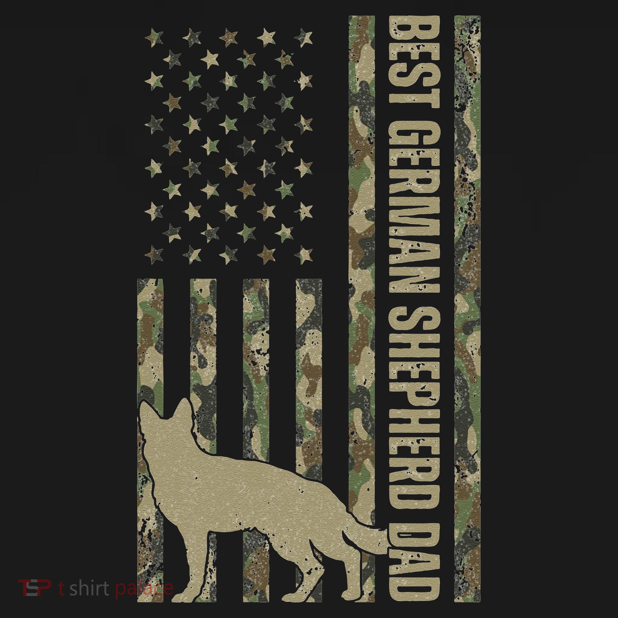 Best German Shepherd Dog Dad Camouflage American Flag Bucket Hat