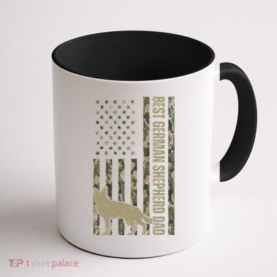 Best German Shepherd Dog Dad Camouflage American Flag Coffee Mug back