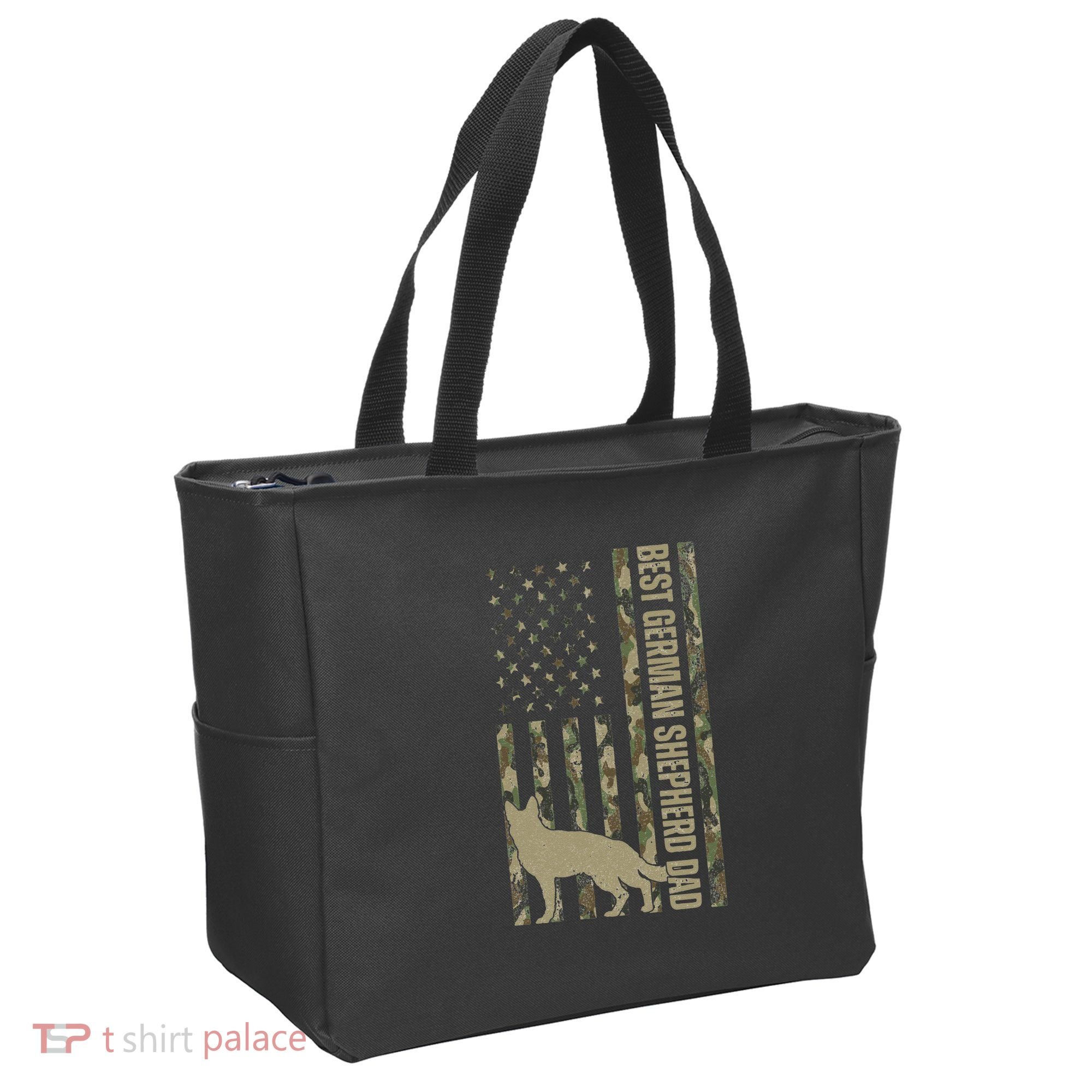 Best German Shepherd Dog Dad Camouflage American Flag Tote Bag