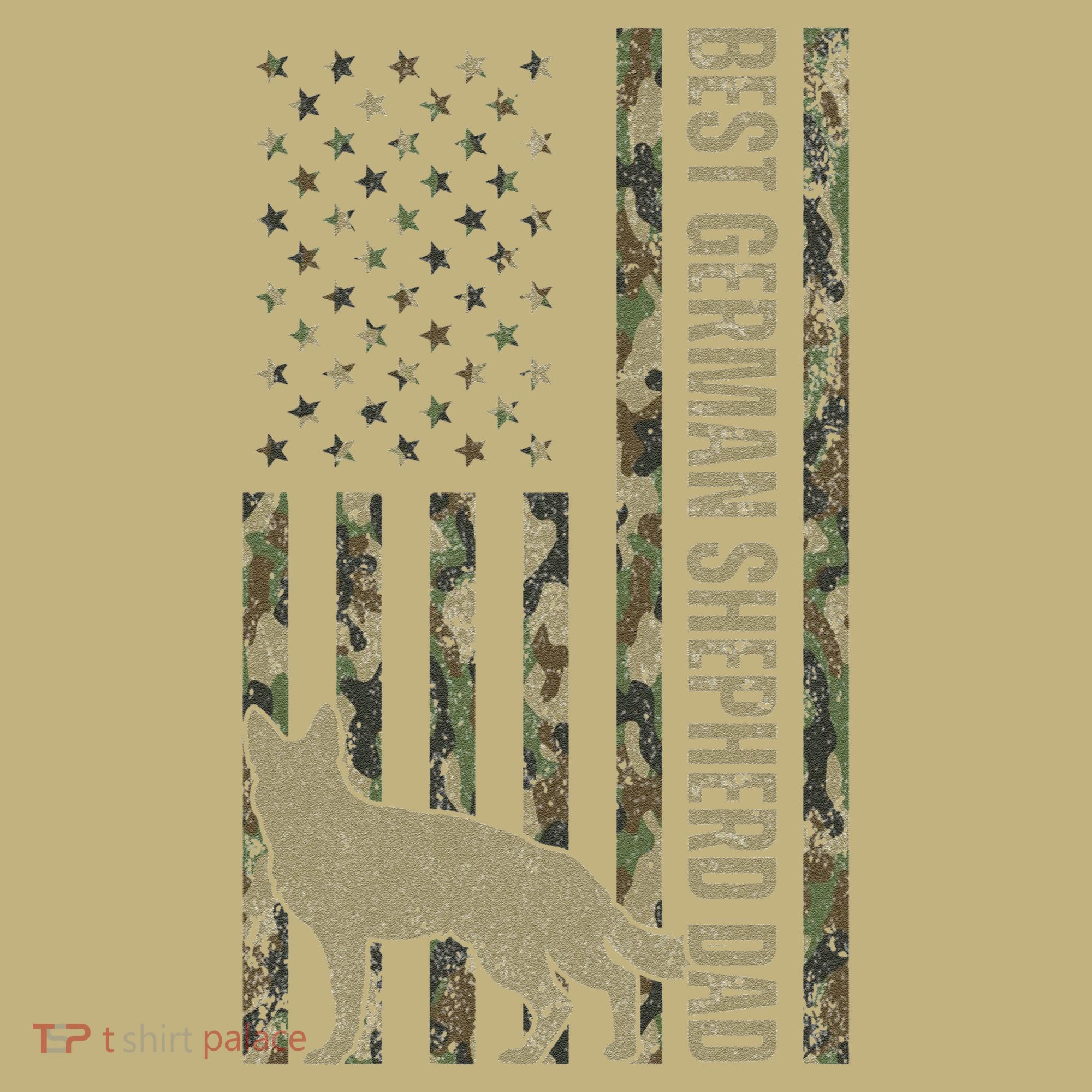 Best German Shepherd Dog Dad Camouflage American Flag T-Shirt