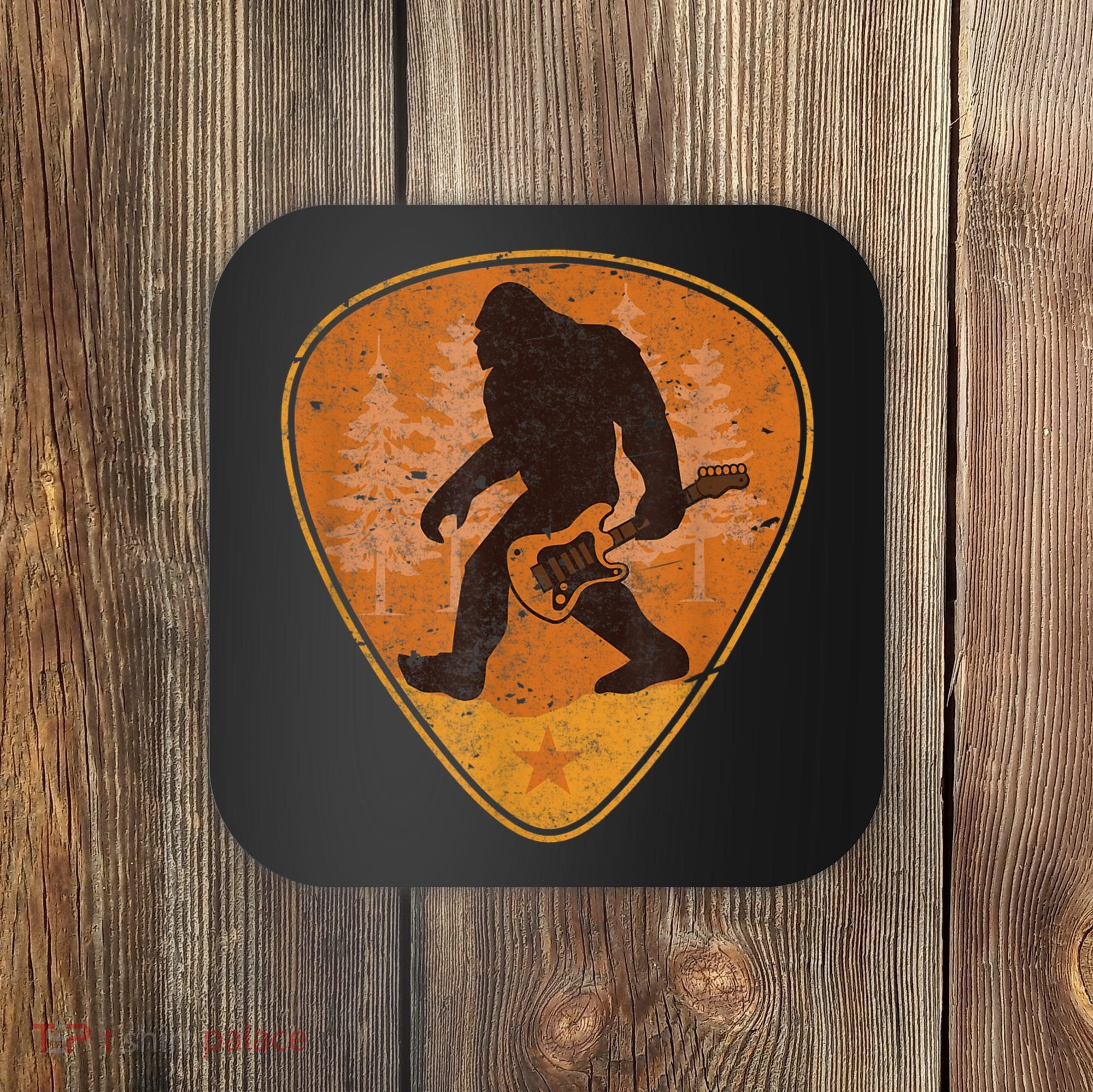 Bigfoot Guitar Sasquatch Yeti Guitarist Music Men Coaster
