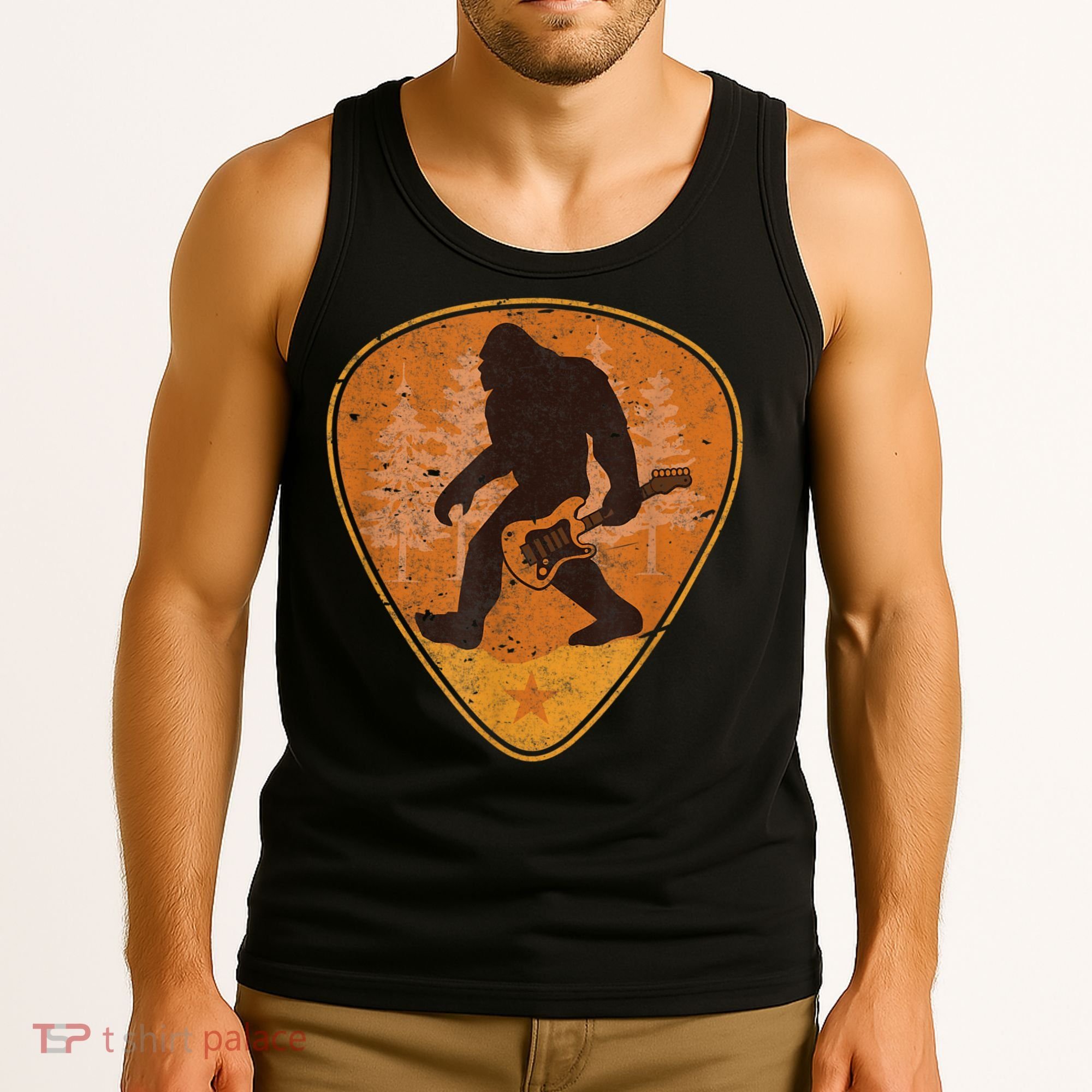Bigfoot Guitar Sasquatch Yeti Guitarist Music Men Tank Top