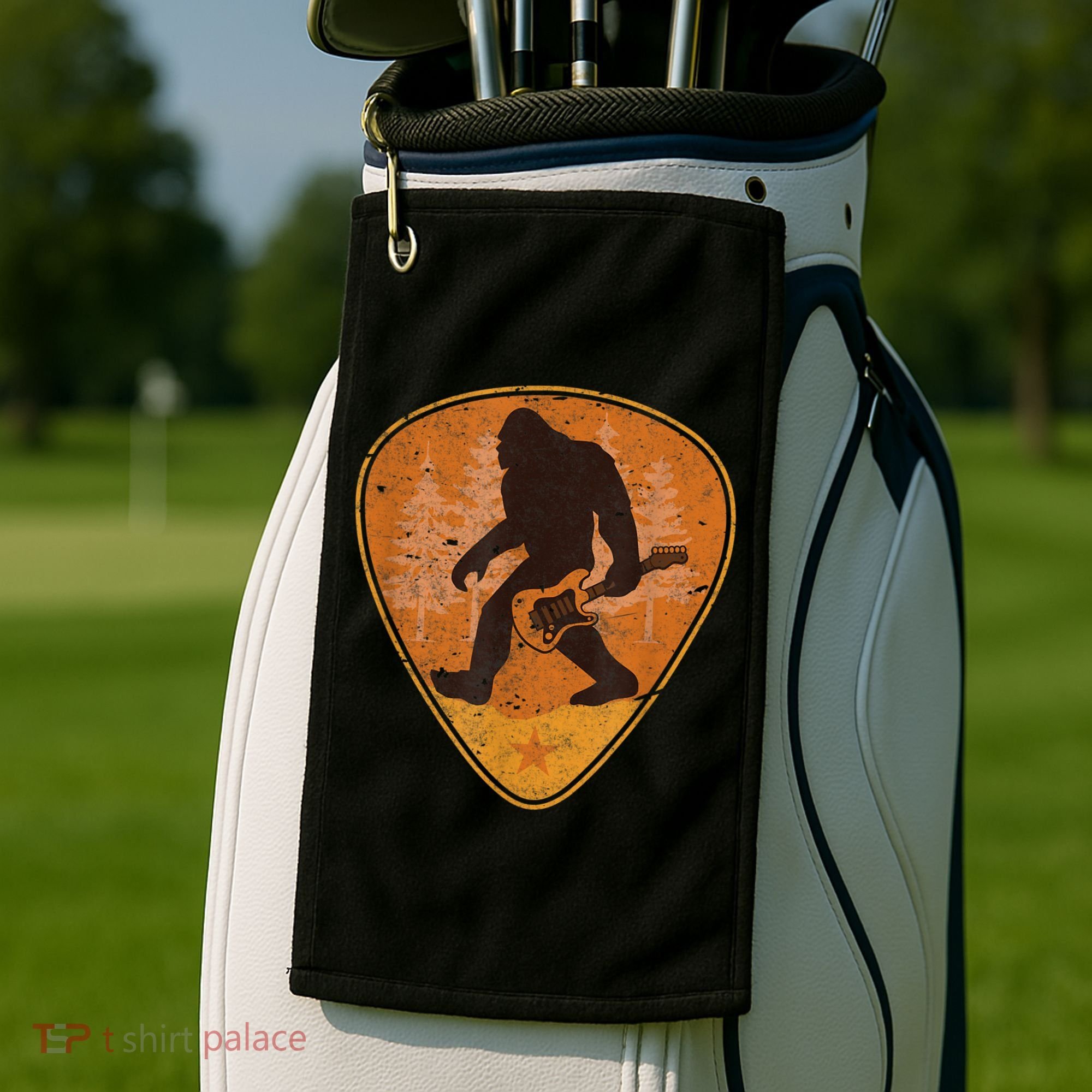 Bigfoot Guitar Sasquatch Yeti Guitarist Music Men Golf Towel