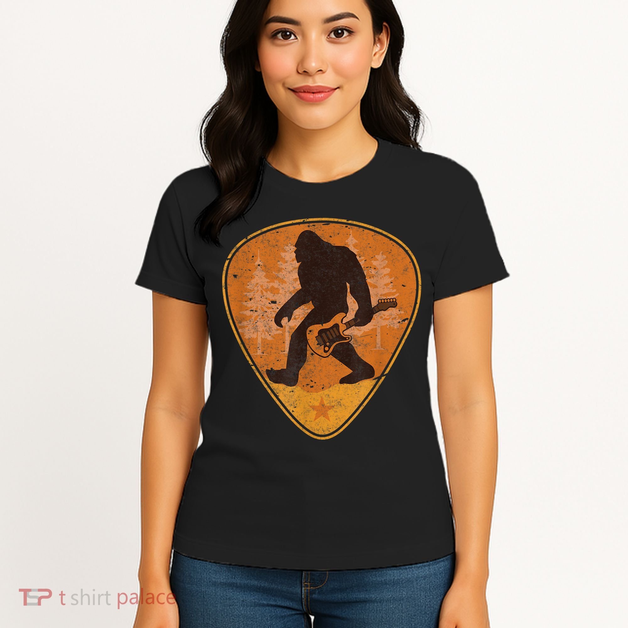 Bigfoot Guitar Sasquatch Yeti Guitarist Music Men Women's T-Shirt