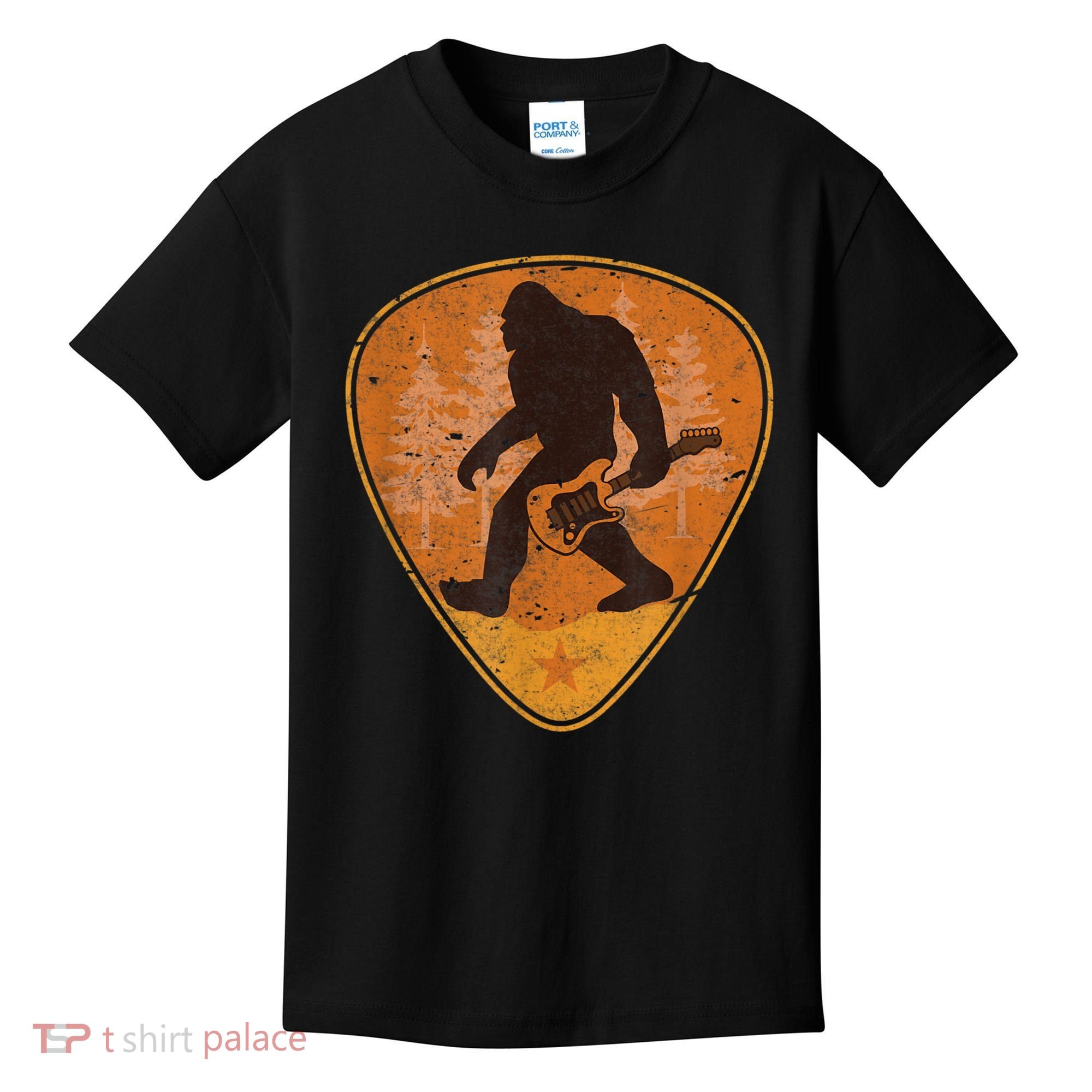 Bigfoot Guitar Sasquatch Yeti Guitarist Music Men Kids T-Shirt