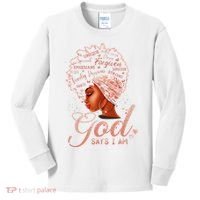 Black God Says I Am Black Melanin History Month Pride Kids Long Sleeve Shirt thumb 0