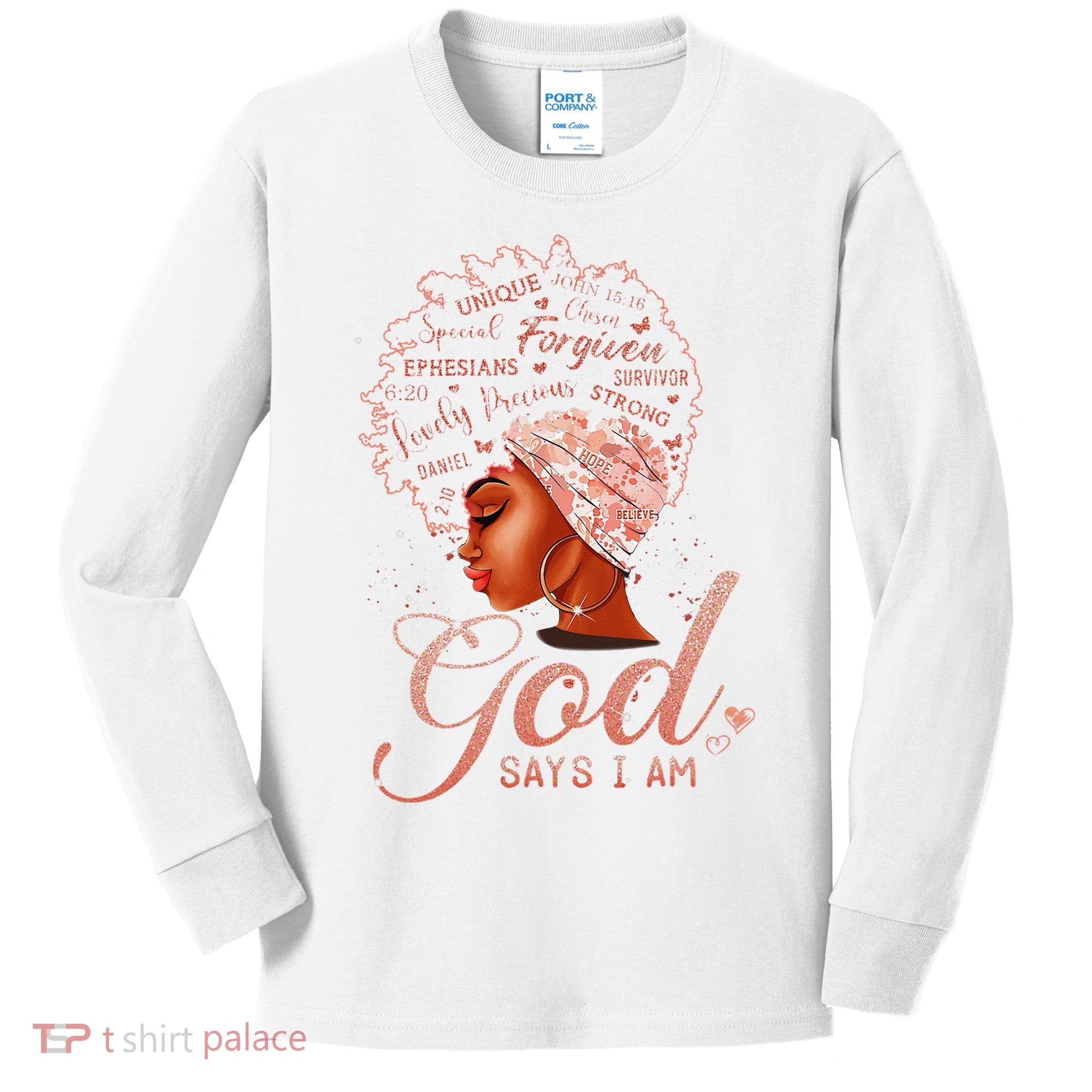 Black God Says I Am Black Melanin History Month Pride Kids Long Sleeve Shirt