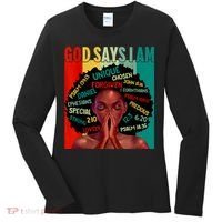 Black God Says I Am Black History Juneteenth Melanin Women's Long Sleeve Shirt thumb 0