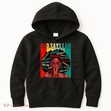 Black God Says I Am Black History Juneteenth Melanin Kids Hoodie