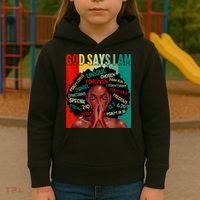 Black God Says I Am Black History Juneteenth Melanin Kids Hoodie thumb 3