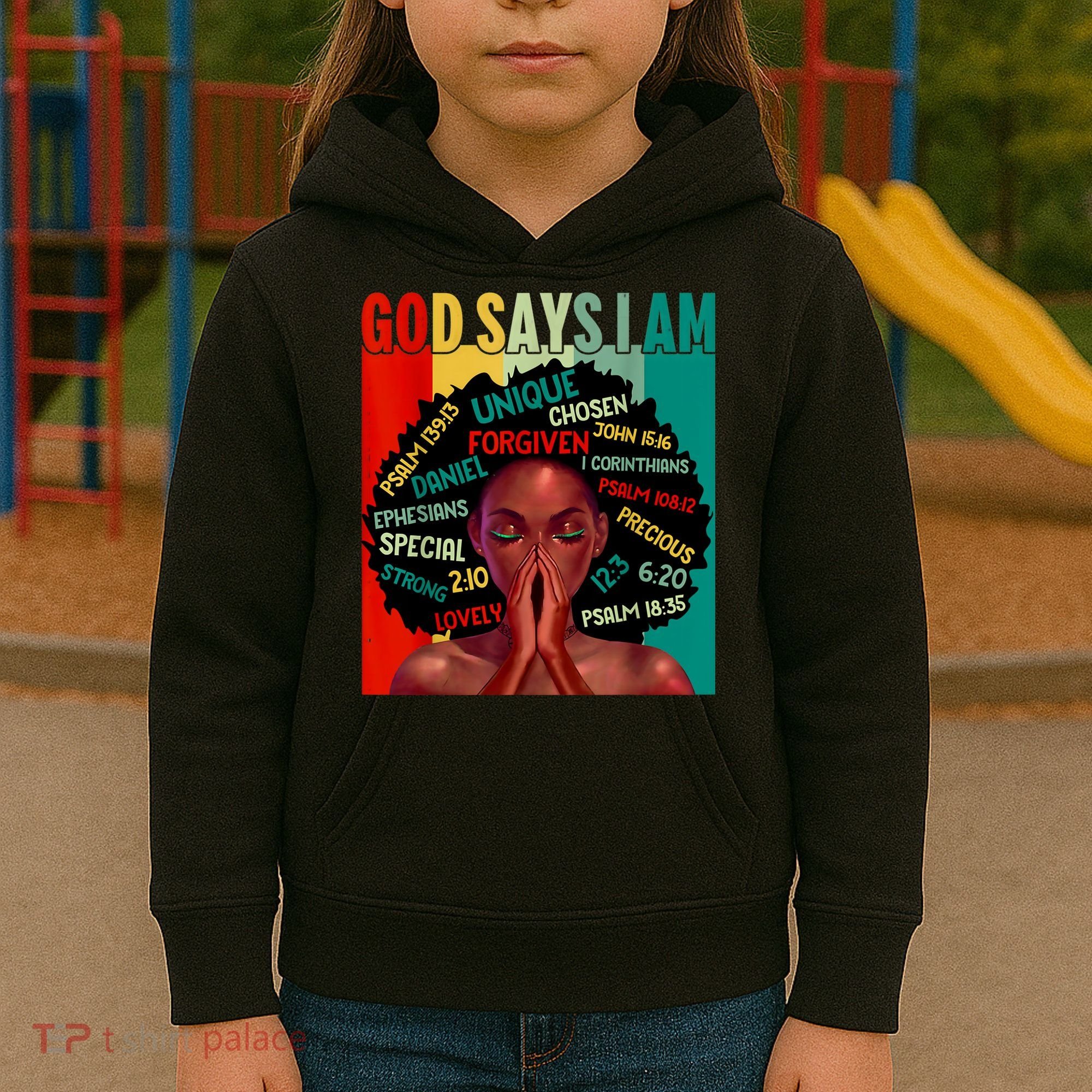Black God Says I Am Black History Juneteenth Melanin Kids Hoodie