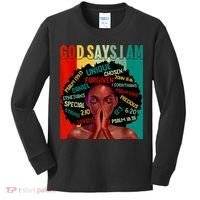 Black God Says I Am Black History Juneteenth Melanin Kids Long Sleeve Shirt thumb 0