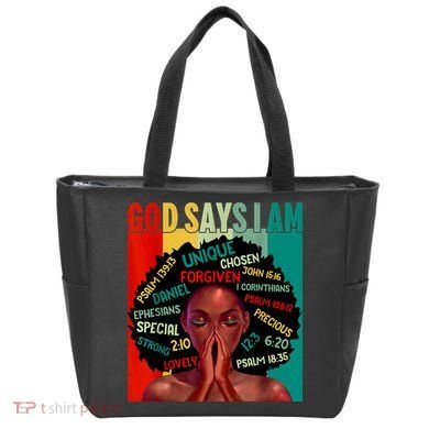 Black God Says I Am Black History Juneteenth Melanin Tote Bag