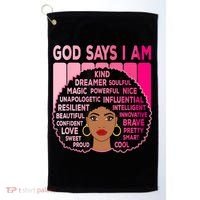 Black God Says I Am Black Melanin History Month Pride Great Gift Golf Towel thumb 0