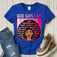 Black God Says I Am Black Melanin History Month Pride Great Gift Women's T-Shirt thumb 3