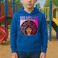 Black God Says I Am Black Melanin History Month Pride Great Gift Kids Hoodie thumb 2