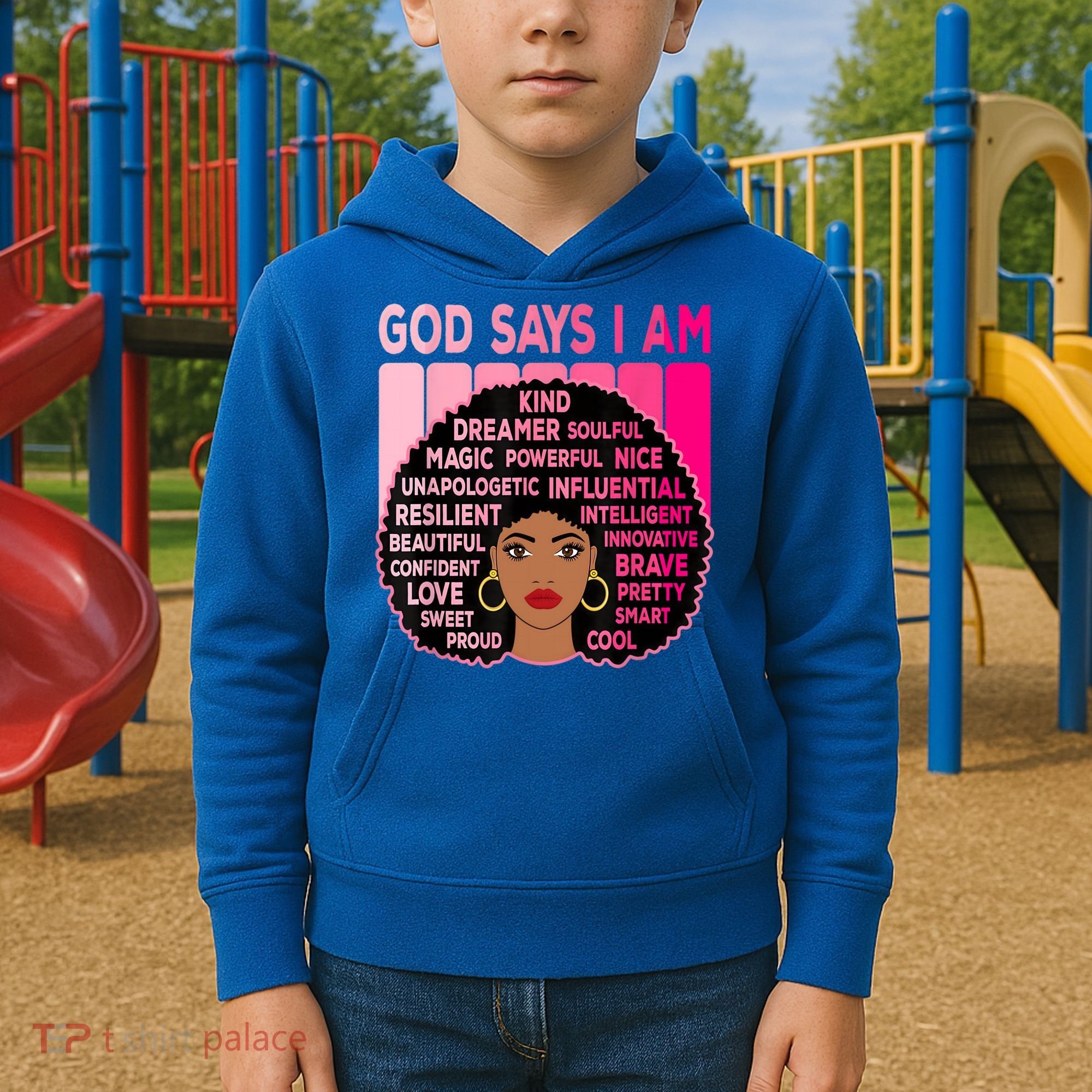 Black God Says I Am Black Melanin History Month Pride Great Gift Kids Hoodie