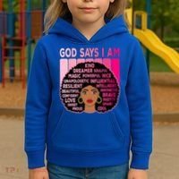 Black God Says I Am Black Melanin History Month Pride Great Gift Kids Hoodie thumb 3