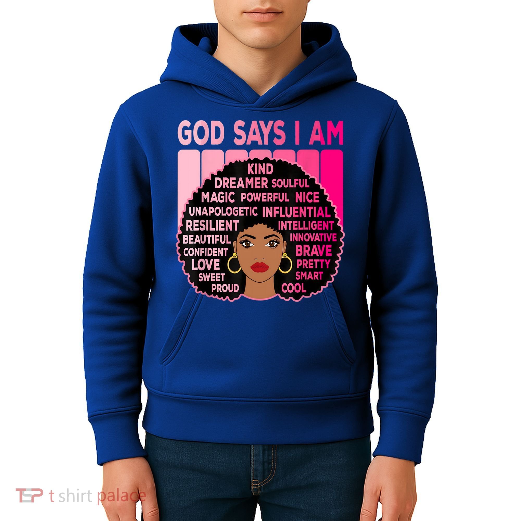 Black God Says I Am Black Melanin History Month Pride Great Gift Kids Hoodie