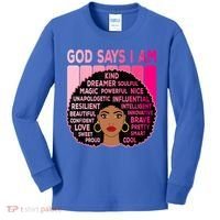 Black God Says I Am Black Melanin History Month Pride Great Gift Kids Long Sleeve Shirt thumb 0