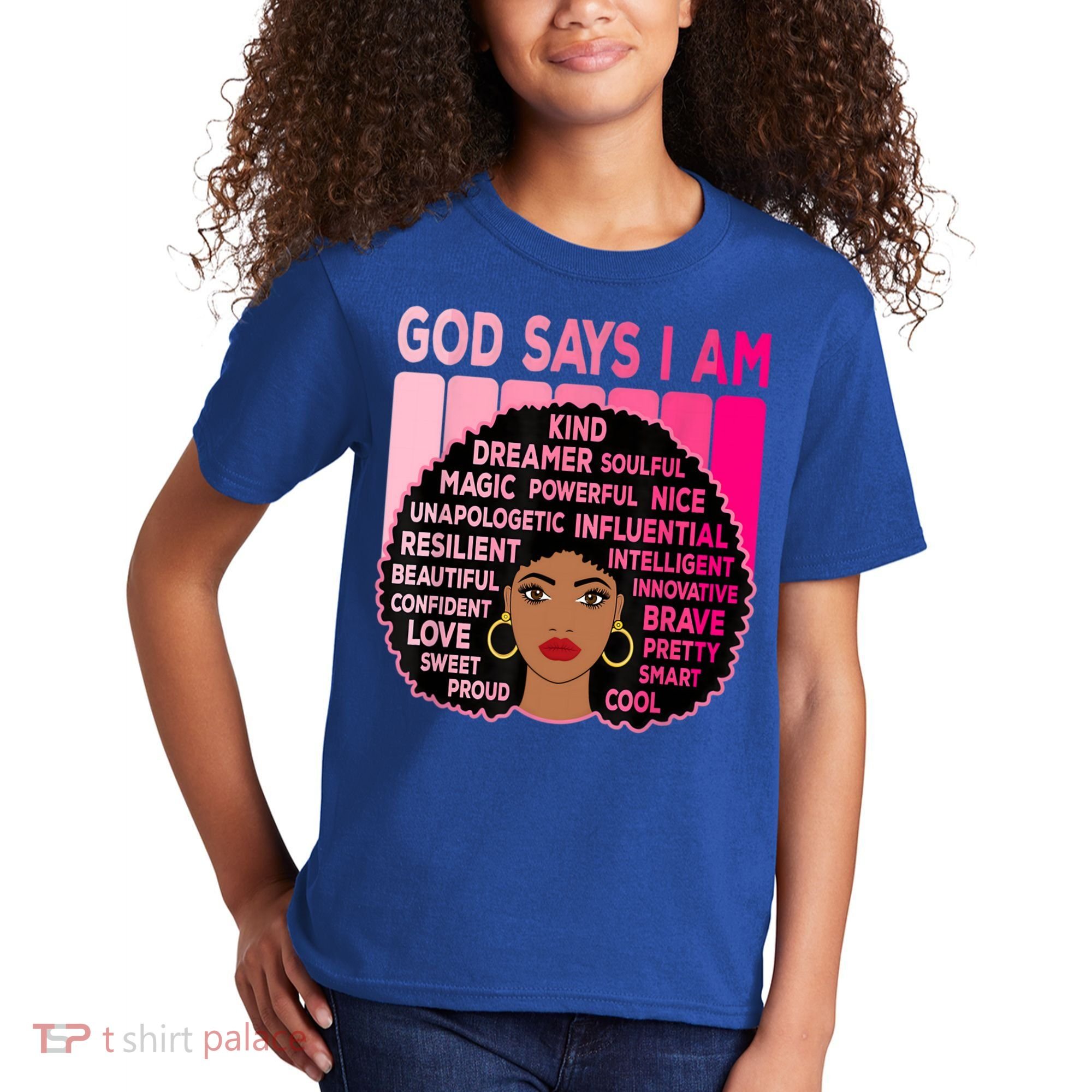 Black God Says I Am Black Melanin History Month Pride Great Gift Kids T-Shirt