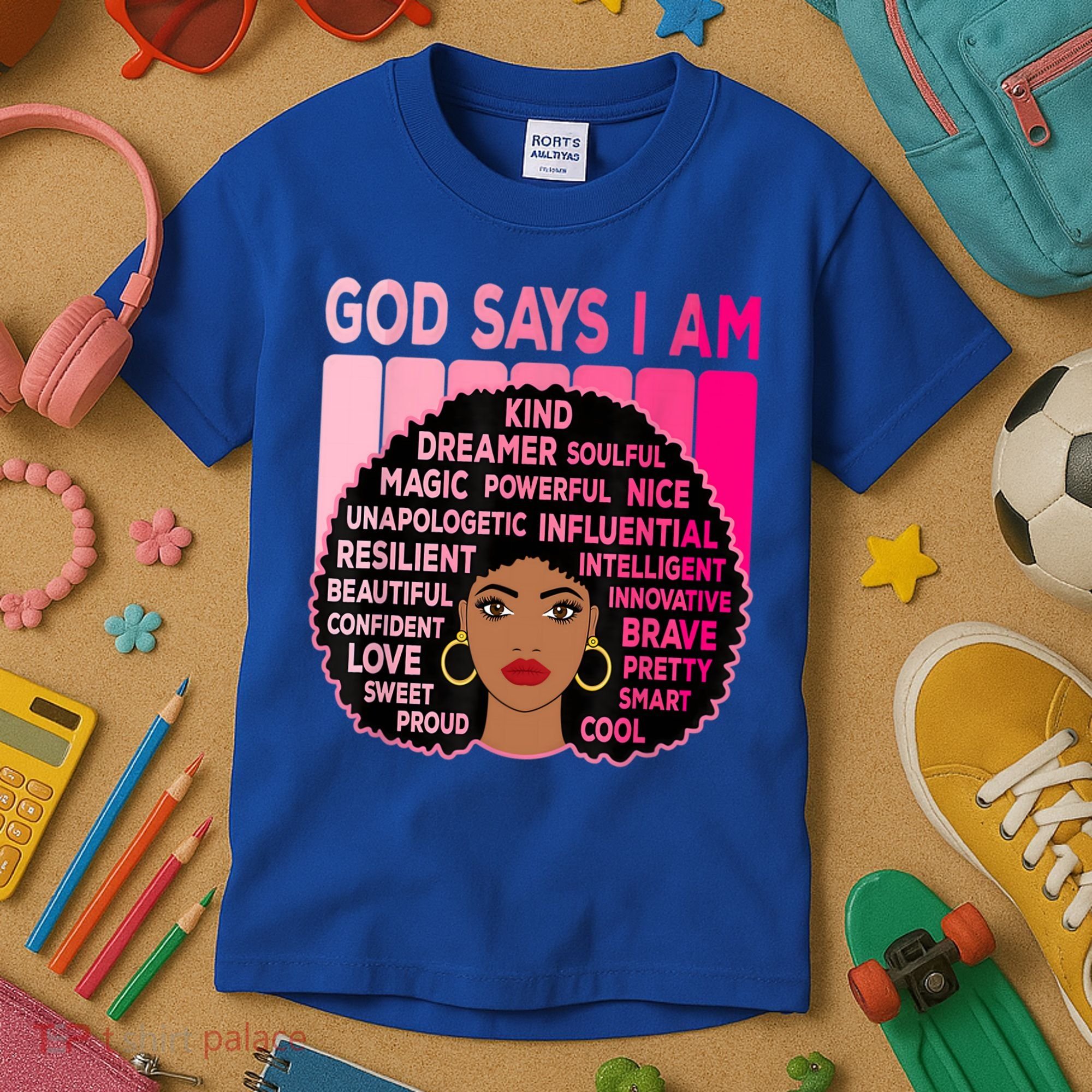 Black God Says I Am Black Melanin History Month Pride Great Gift Kids T-Shirt