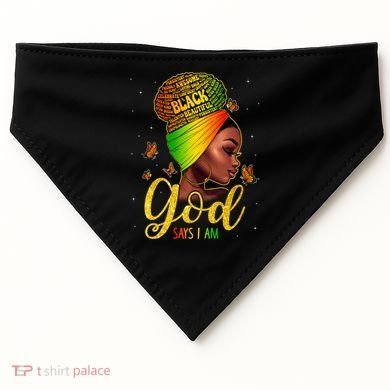 Black God Says I Am Juneteenth Black History Month Blm Gift USA-Made Doggie Bandana