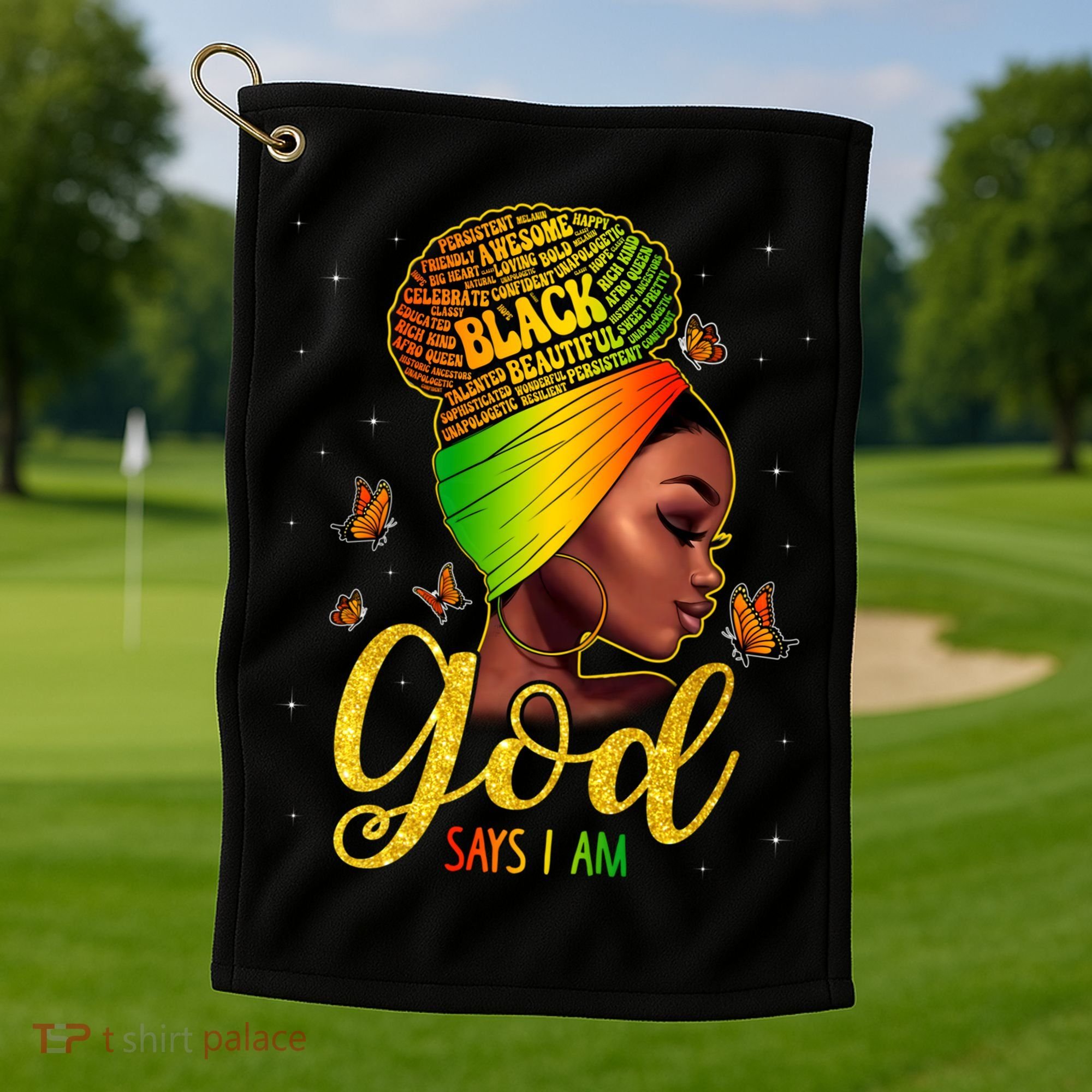 Black God Says I Am Juneteenth Black History Month Blm Gift Golf Towel