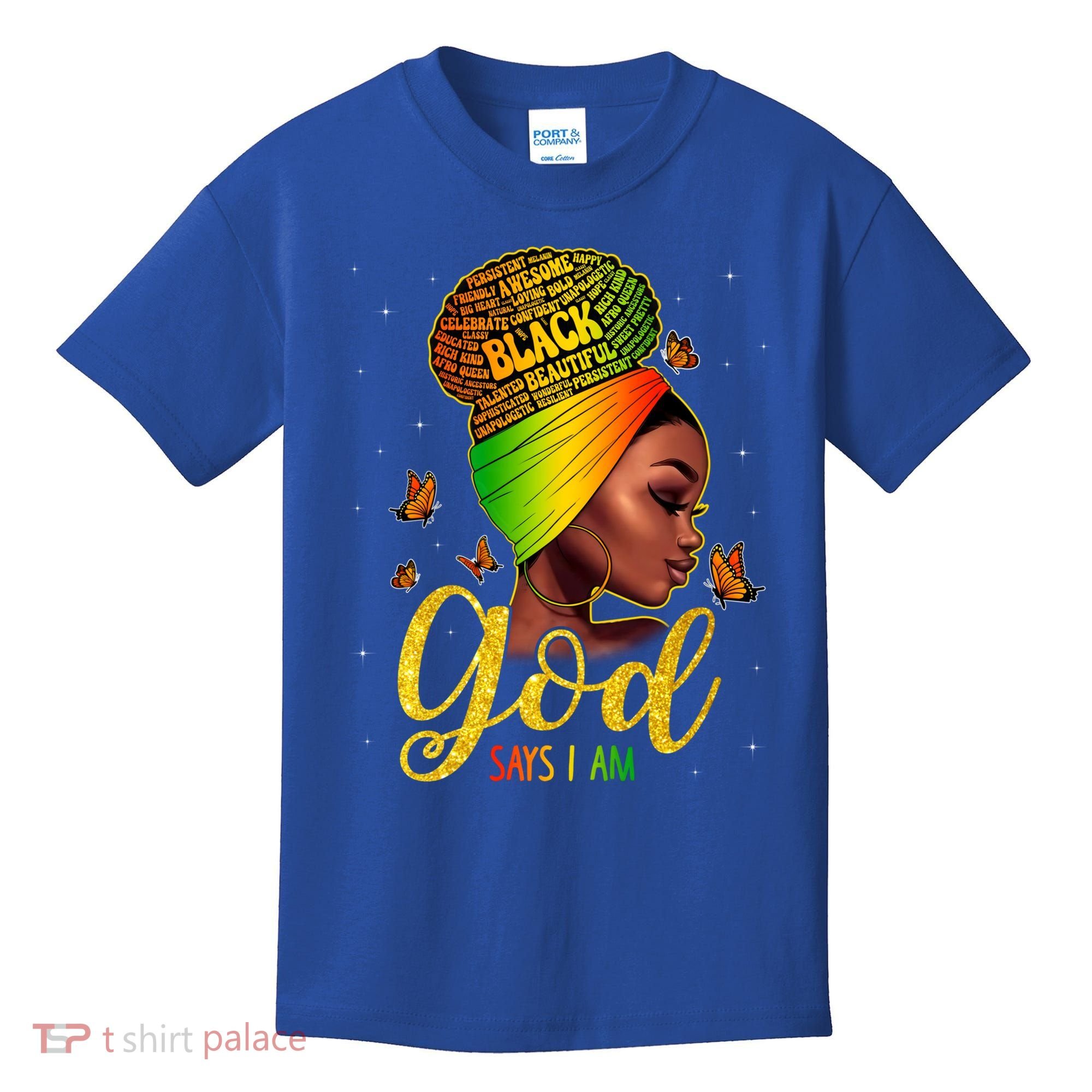 Black God Says I Am Juneteenth Black History Month Blm Gift Kids T-Shirt