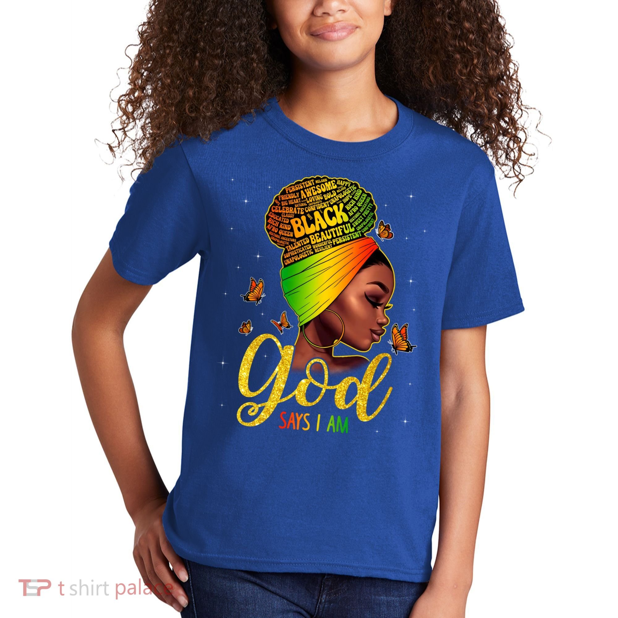 Black God Says I Am Juneteenth Black History Month Blm Gift Kids T-Shirt