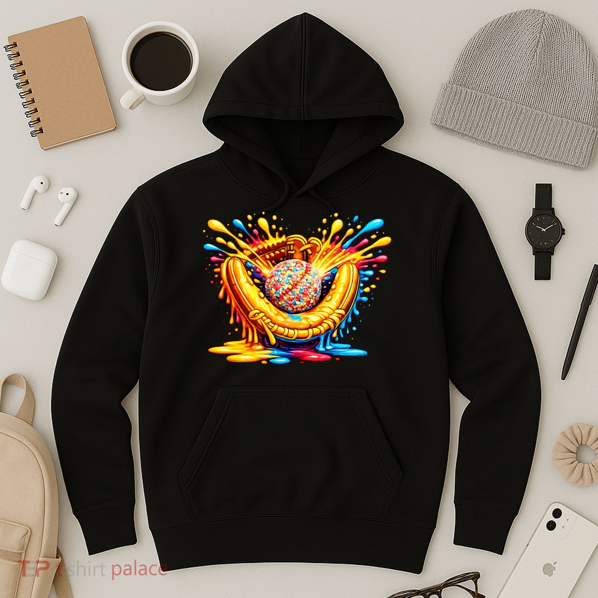 Baseball Glove Splatter Ice Cream Drip Hoodie