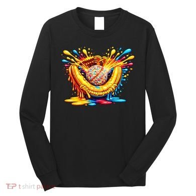 Baseball Glove Splatter Ice Cream Drip Long Sleeve Shirt