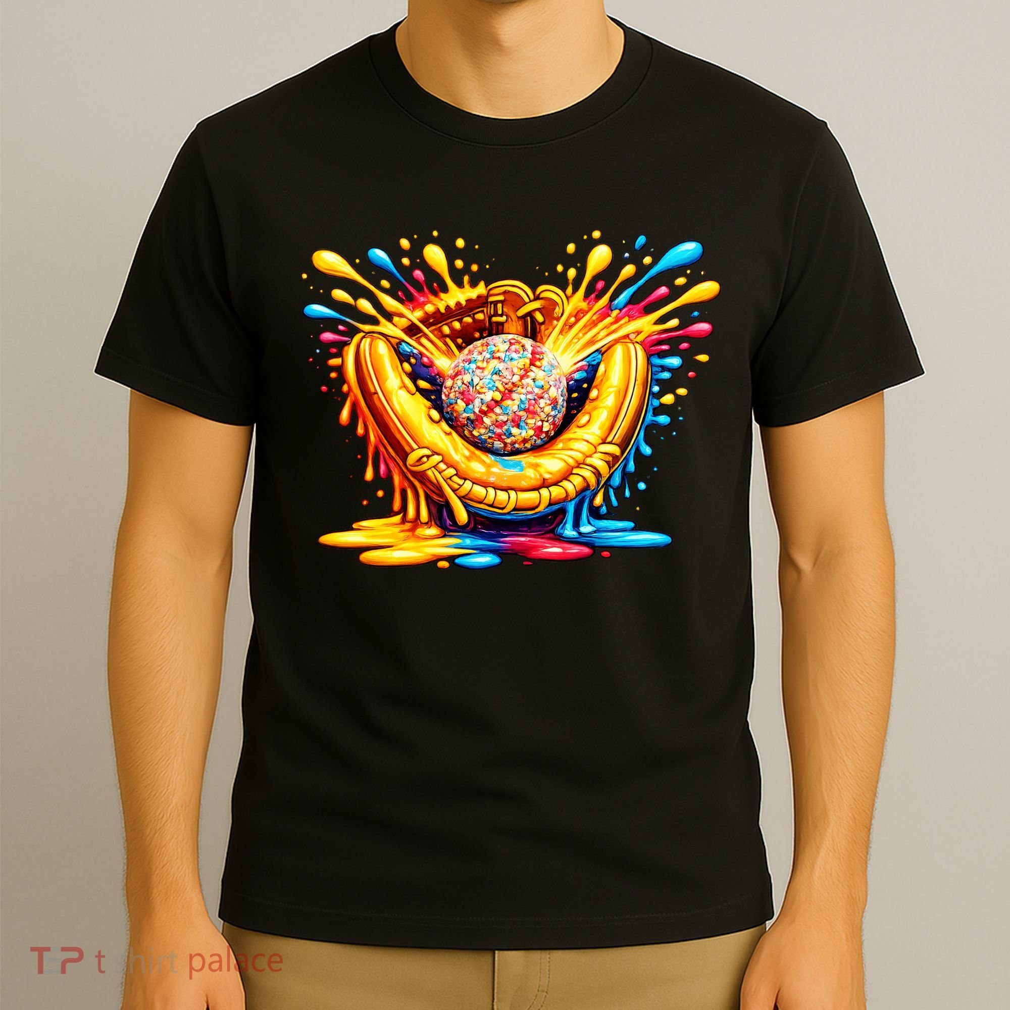 Baseball Glove Splatter Ice Cream Drip T-Shirt