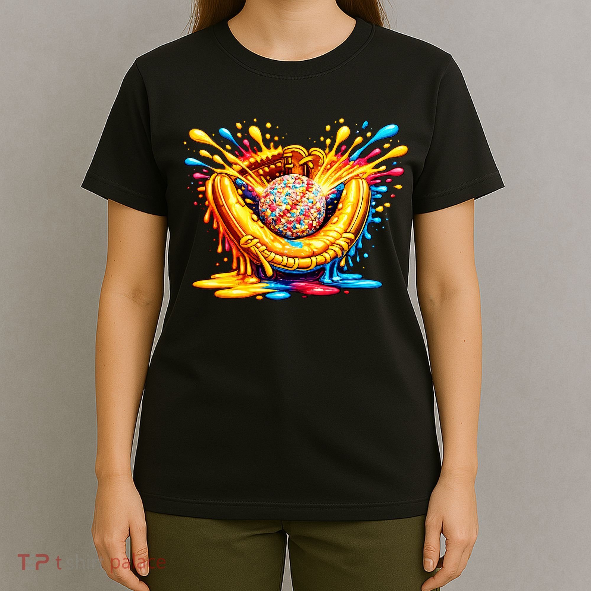 Baseball Glove Splatter Ice Cream Drip T-Shirt
