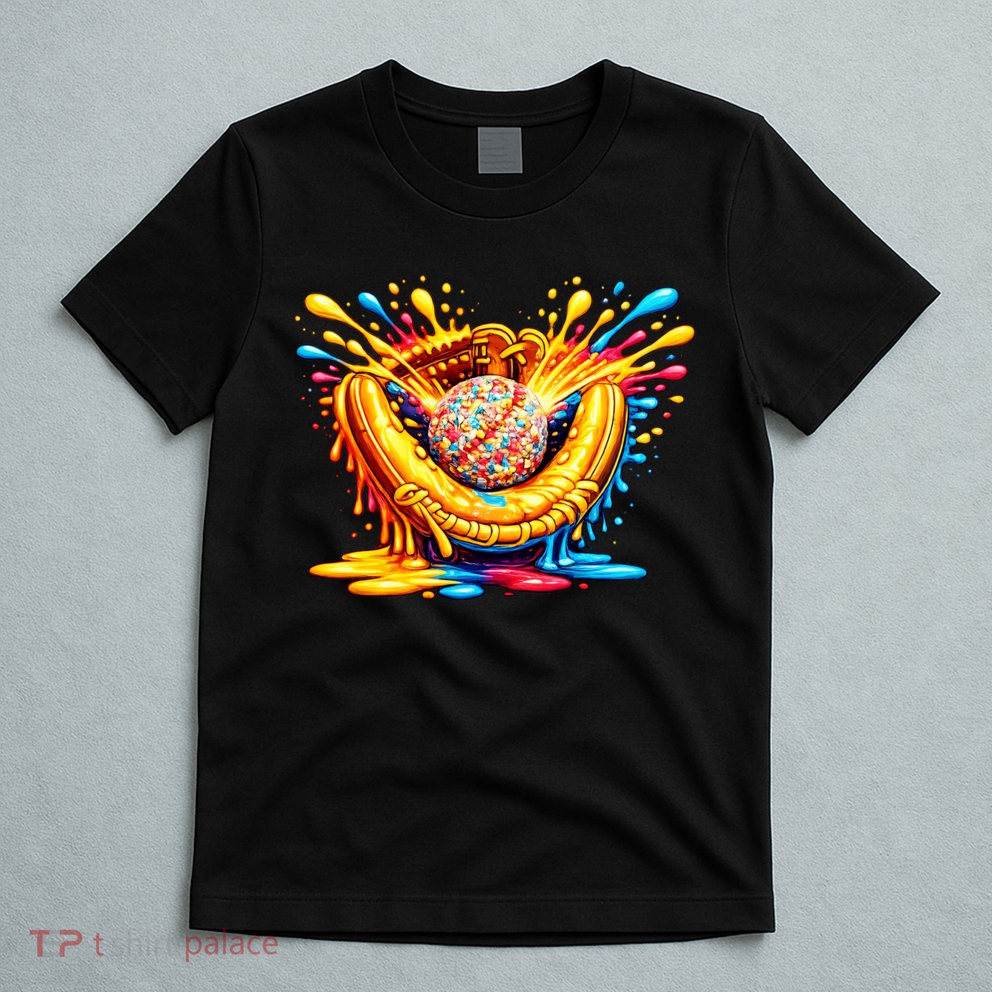Baseball Glove Splatter Ice Cream Drip T-Shirt